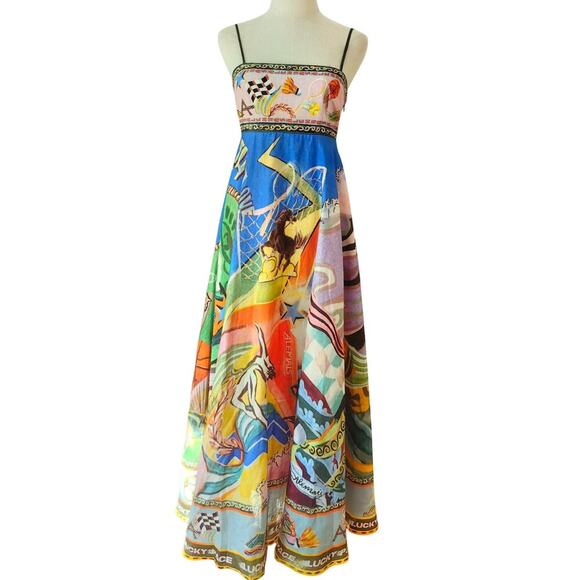 ALEMAIS Lucky Pace Shirred Linen Midi Sun Dress US 4 - Picture 5 of 11